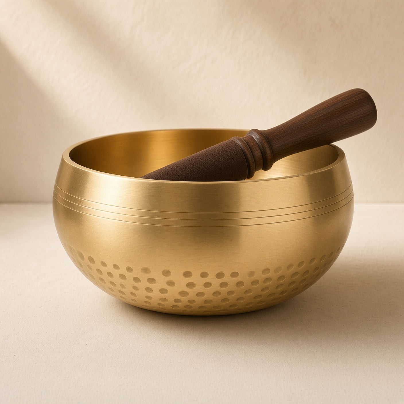 Bol chantant tibétain 12 cm en laiton, livré avec son maillet et son coussin